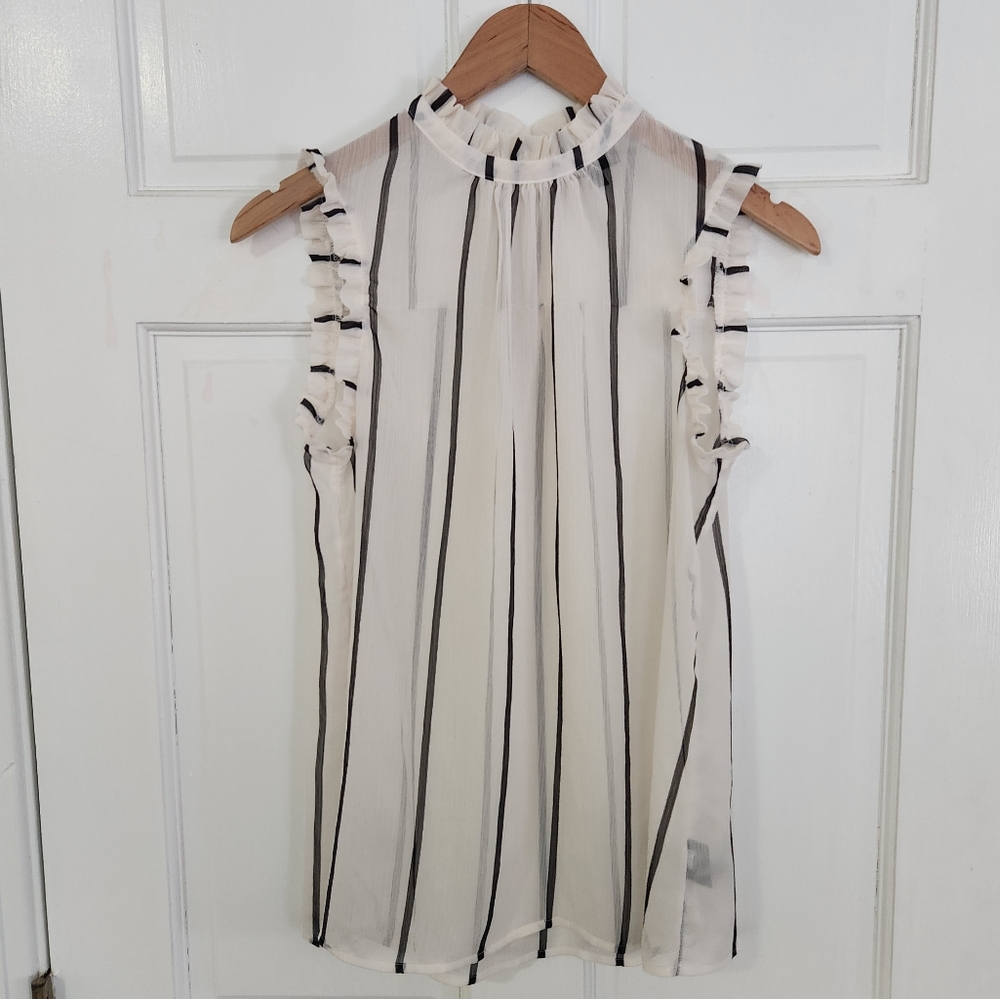 Who What Wear Black and White Striped Tank Top